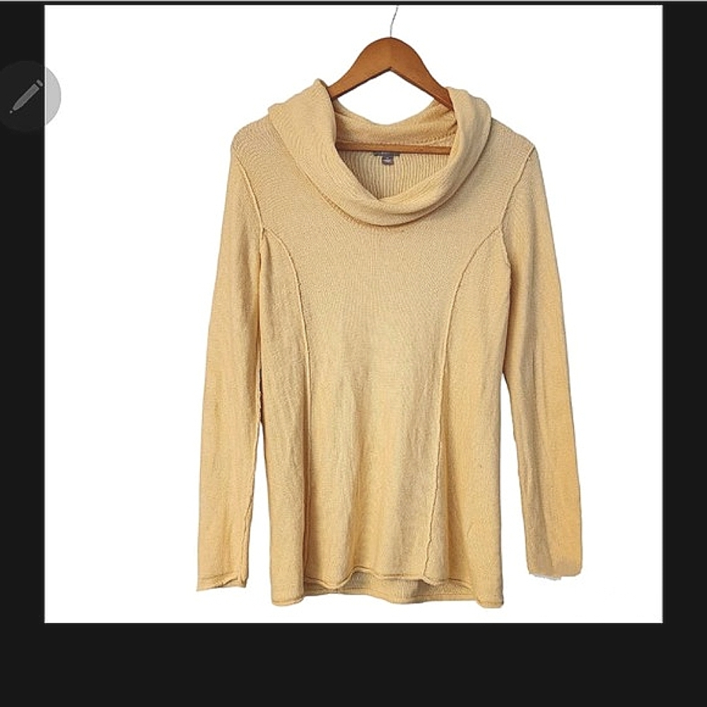 J Jill knit sweater yellow‎ cowl neck size medium